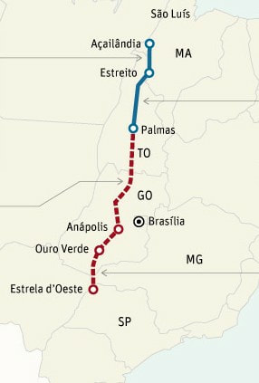 AGBR Rumo railroad map Norte-Sul